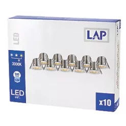 LAP CosmosEco Fixed Fire Rated LED Downlight Contractor Pack Chrome 5.5W 500lm 10 Pack -Indoor Lighting Sales Store 209GX A3