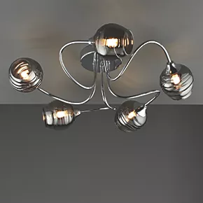 Quay Design Leonie LED 5-Light Semi-Flush Ceiling Light Chrome 10W 200lm 3 Quay Design Leonie LED 5-Light Semi-Flush Ceiling Light Chrome 10W 200lm