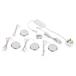 LAP Circo Round LED Disk Cabinet Downlight Chrome 0.45W 100lm 4 Pack -Indoor Lighting Sales Store 24907 A2