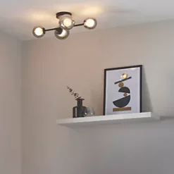 Quay Design Leo LED 4-Light Flush Light Matt Black 8W 200lm -Indoor Lighting Sales Store 635VH A5