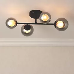 Quay Design Leo LED 4-Light Flush Light Matt Black 8W 200lm