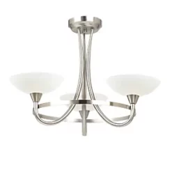 Quay Design Hayley LED 3-Light Semi-Flush Ceiling Light Satin Chrome 6W 200lm -Indoor Lighting Sales Store 722VH A2