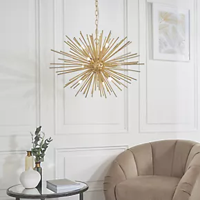 Quay Design Peacock LED 9-Light Ceiling Light Satin Brushed Gold 18W 200lm 8 Quay Design Peacock LED 9-Light Ceiling Light Satin Brushed Gold 18W 200lm - Image 6