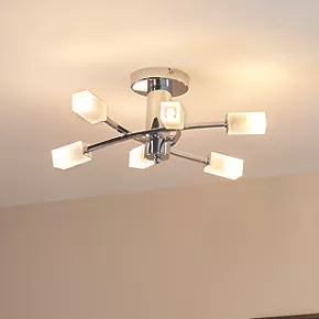 Quay Design Olivia LED 6-Light Semi-Flush Ceiling Light Chrome 12W 200lm 3 Quay Design Olivia LED 6-Light Semi-Flush Ceiling Light Chrome 12W 200lm